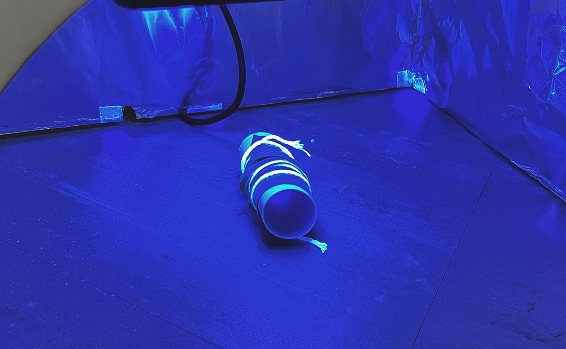 image of fabric cyanotype using the shibori method