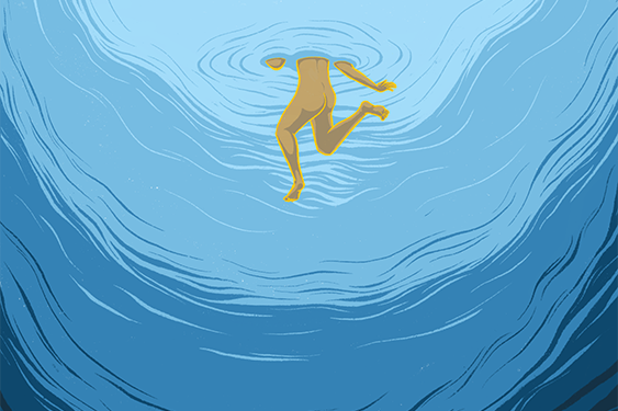 digital drawing of a person floating in the ocean